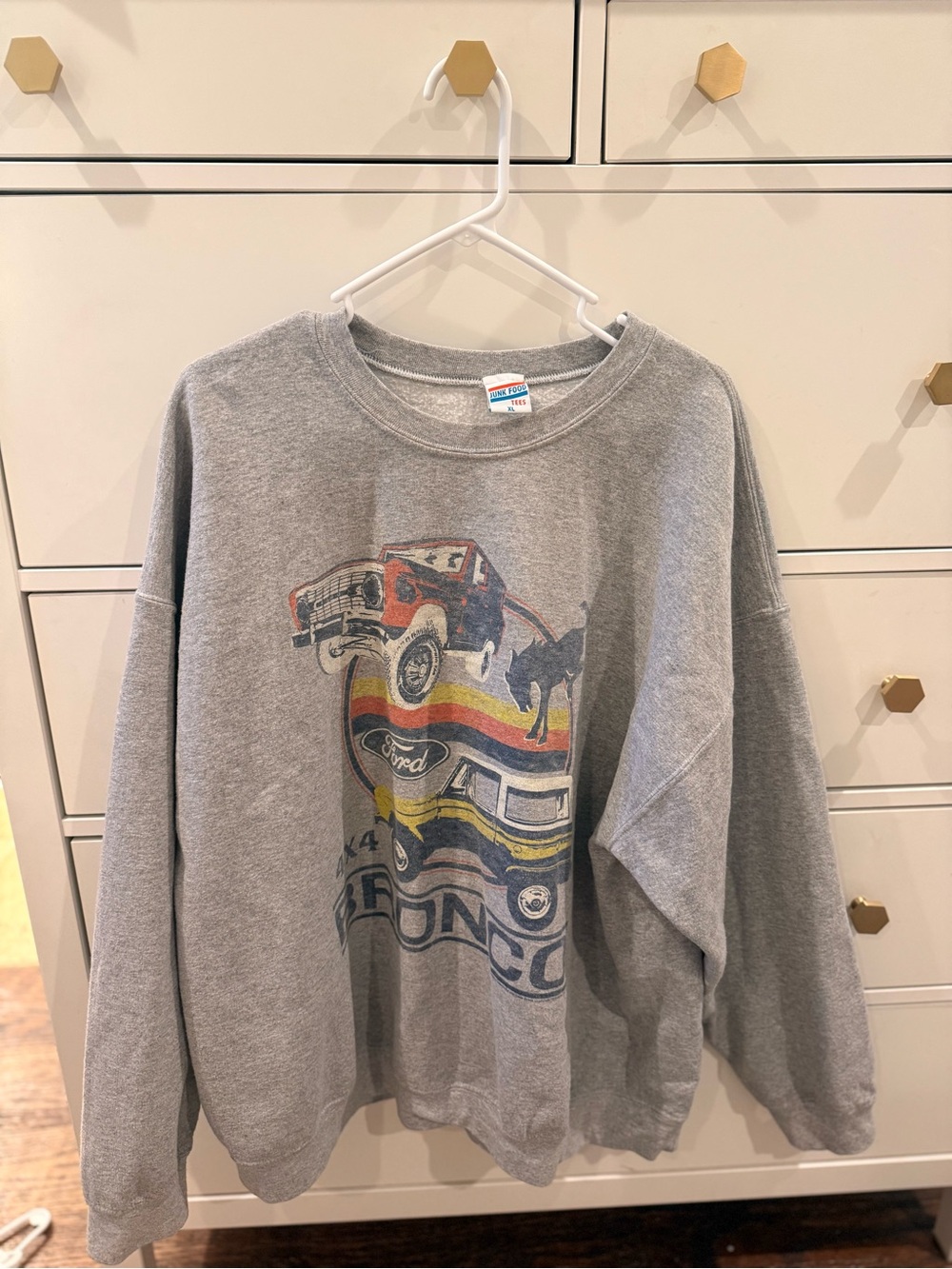 Altar'd State Grey Sweatshirt with Red, Yellow & Blue Graphic